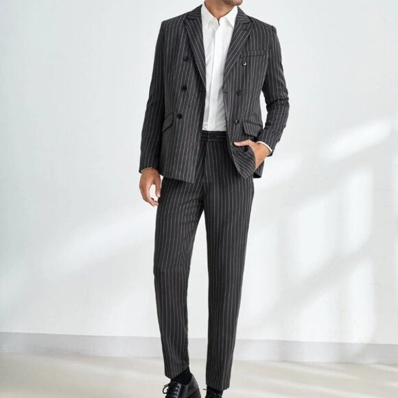 Black And White Striped Blazer And Pants Set - Picture 1 of 4